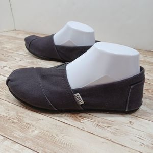 Toms Black Flat Loafers Striped Insole All Black Solid Black Ballet Size 7